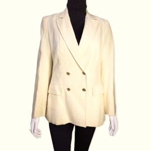 HIGHLAND Queen Pure Wool Cream Double Breast Blazer Size 8